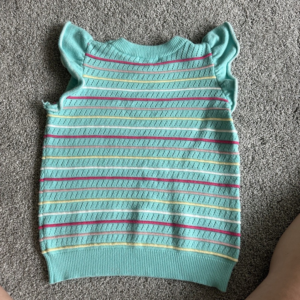 Mint and Stripe Flutter Sleeve Sweater Top Large - Picture 2 of 7